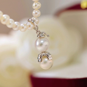 Accessoires de pendentif et de collier en argent S925 avec perles rondes de 8-9 mm, support double perle mignon, pendentifs et breloques en perles 31050 - Product Image 4