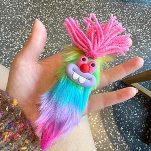 Stylo à bille créatif pour étudiants, design à bouton-poussoir, lapin en peluche coloré à poils longs, plastique, moche-mignon, multicolore, pour journalisation - Product Image 3