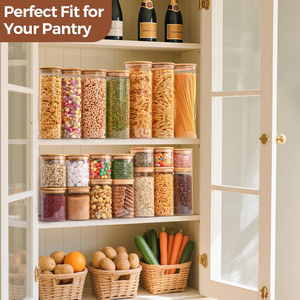 Clear Glass Food Storage Spice Jars <b>Containers</b> with Airtight <b>Bamboo</b> Lid for Candy Cookie Rice Sugar Food Storage - Product Image 5