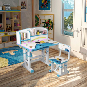 New Design Ergonomic Adjustable Kids <strong>Study</strong> Table Chair Set Modern Home School Furniture Metal Wood Bedroom <strong>Material</strong> - Product Image 3