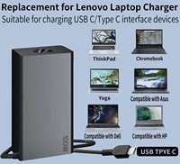 Chargeur USB C 100W pour ordinateur portable Lenovo, chargeur de type C ThinkpadYogaChromebook, adaptateur secteur USB C 100W pour ordinateur