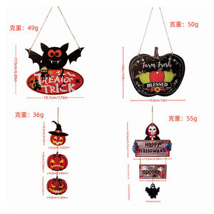 Colgante de madera con forma de murciélago para Halloween, decoración exterior, adorno colgante para puerta o patio, ideal para el día de los muertos. - Product Image 2