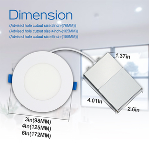 ETL năng lượng sao 12W siêu mỏng 5cct có thể thay đổi độ sáng <span class=keywords><strong>LED</strong></span> Đèn chiếu sáng Hộp nối IP44 đánh giá <span class=keywords><strong>6</strong></span> inch văn phòng nhà 5 năm - Product Image 3