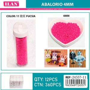 Perline fucsia Ilan Abalorio da 4 mm per la creazione di gioielli, 12 pezzi per tubo - Product Image 3