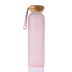 Luxury Personality Airtight Bamboo Cover Color Silicone Coated Unbreakable Borosilicate Glass Water Bottle