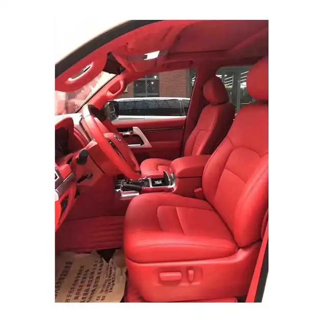 الدقة تناسب الفاخرة عالية الجودة اللون الأحمر مخصص صالح جلد يغطي مقعد السيارة لتويوتا لاند كروزر LC200 LC150 gxr/vx