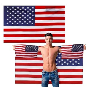 2023 Bestseller Custom Design Polyester Stoff 3 x5ft Champion Kampagne Jubel Hood American Body Cloak Flags für Patriotische