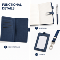 Kit de bienvenue personnalisé pour pilotes : Carnet A5, stylo métallique, porte-passeport, porte-badge, cordon tour de cou – Coffret cadeau pour personnel de bord et écoles de pilotes