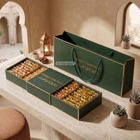 Caja Rígida Personalizada con Diseño Gratuito, Resistente a la Grasa, para Dulces de Ramadán, Caja de Regalo de Lujo para Dátiles con Logotipo en Relieve
