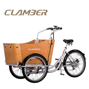 Electric Electric 3 Wheel Electric Cargo With Front Wood Box Dutch Bike Electric Bakfiets Model UB-9034E