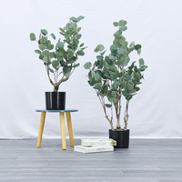 Planta Artificial de Eucalipto en Maceta, Hojas de Eucalipto de Plástico, Árbol del Dinero, para Decoración de Interiores y Exteriores, Hogar, Oficina, Jardín