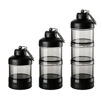 Conteneur portable à 3 couches pour poudre protéinée avec porte-clés, boîte de rangement pour suppléments sans BPA, logo personnalisé, idéal pour la gym et les voyages, vente en gros