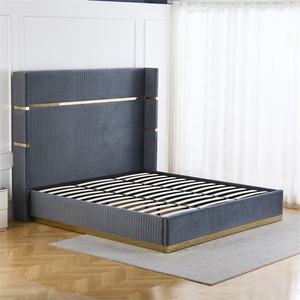 Tête <span class=keywords><strong>de</strong></span> <span class=keywords><strong>lit</strong></span> haute moderne et luxueuse avec design unique en <span class=keywords><strong>tissu</strong></span> Couleur personnalisée Cadre <span class=keywords><strong>de</strong></span> <span class=keywords><strong>lit</strong></span> double King Size pour chambres élégantes - Product Image 2