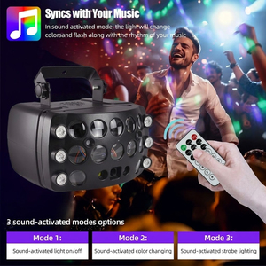 Luce da Discoteca Effetto Farfalla RGBW, Luce Laser LED ad Alto CRI 95, Attivazione Sonora, Funzionamento Automatico, DMX512 Master Slave per Matrimoni - Product Image 2