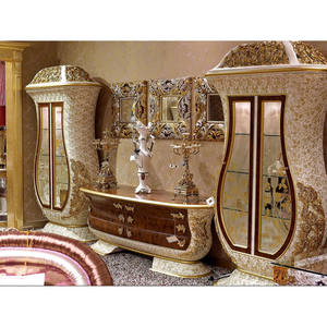 Ý phong cách cổ điển <span class=keywords><strong>Baroque</strong></span> sang trọng 8 chỗ ngồi bằng gỗ hình chữ nhật bàn ăn thiết lập với Glass Top - Product Image 5