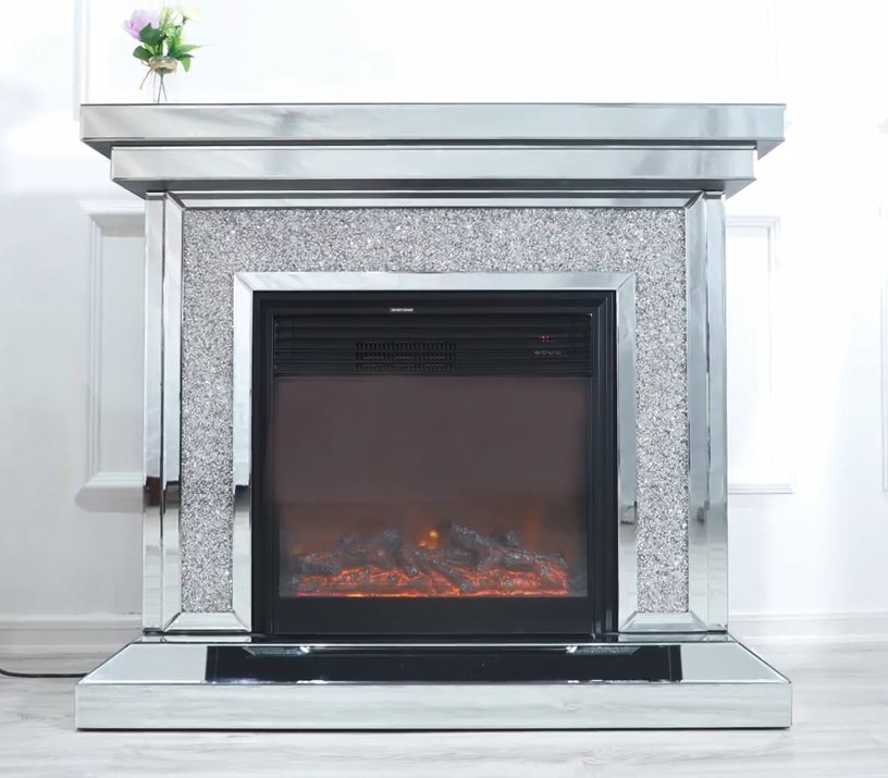 Современный декоративный Блестящий зеркальный камин с измельченным бриллиантом, другие камины, внутреннее украшение, с дистанционным управлением, автономный