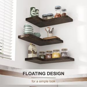 Wooden Corner <b>Wall</b> <b>Shelf</b> For Kitchen Condiments And Books <b>Floating</b> Design Multi Purpose Storage Rack - Product Image 1
