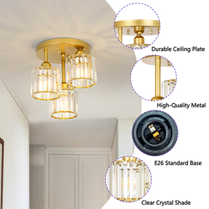 उत्कृष्ट सोने-टोन लोहे की बनाई छत लाइट 26 बल्ब 120v इनडोर सेटिंग्स के लिए 60w अधिकतम पावर आदर्श का समर्थन करता है। - Product Image 3