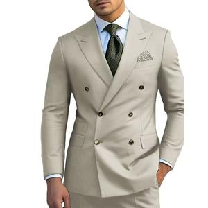 Ensemble 2 pièces marron <span class=keywords><strong>pour</strong></span> homme, tailles XXS-3XL, <span class=keywords><strong>costume</strong></span> sur mesure croisé à revers pointus, coupe ajustée, pantalon et veste formels - Product Image 1