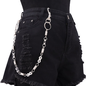 โซ่คาดเอวแบบชั้นเดียว โซ่โลหะรูปทรงล็อค ทำจากโลหะผสมสังกะสี สไตล์ฮิปฮอป เครื่องประดับสำหรับใส่ในชีวิตประจำวัน - Product Image 6