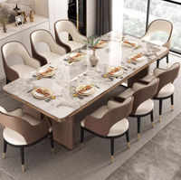 Meubles de salle à manger de luxe, table à manger rectangulaire moderne en marbre pour restaurant, ensemble de table à manger avec 4 chaises