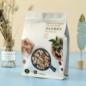 Pochette en plastique d'emballage alimentaire recyclable imprimé personnalisé de feuille d'aluminium avoine céréales petit déjeuner sacs à huit joints latéraux