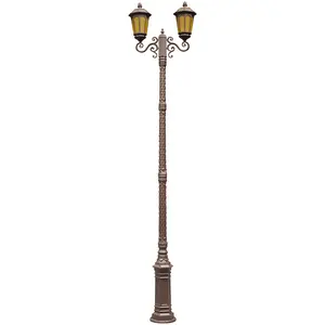 Lampadaire d'extérieur étanche à triple tête design classique lampe noire en aluminium moulé sous pression pour jardin et cour