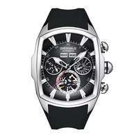 Montre mécanique automatique pour homme, livraison directe, boîtier tonneau, verre saphir, bracelet en silicone, calendrier complet, luxe et mode