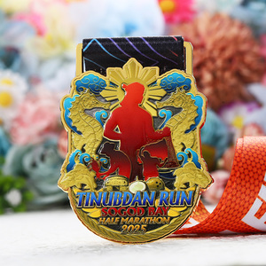 Nuevas Medallas Creativas Deportivas con Logotipo Metálico, Diseño Brillante Chapado en Oro, Pulverización de Color 3D, Medallas de Carrera y Medio Maratón Personalizables - Product Image 1