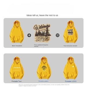 Sudadera con capucha de cuello redondo de gran tamaño Vintage para hombre, estilo europeo americano High Street, sudaderas con capucha sólidas de algodón 100% para hombre - Product Image 4