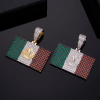 Mode populaire en argent sterling 925 avec pendentif Mexique drapeau plaqué or 14K 5A Zircon National