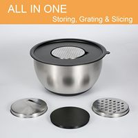 Ensemble de bols à salade et à mélanger en acier inoxydable de 1,5 qt à 5,0 qt avec 3 râpes, couvercles hermétiques et base en silicone