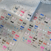 Autocollants 5D en résine ultra-fins et sans trace pour nail art, motifs de dessins animés, non toxiques, designs variés, style resort, pour ongles thème maillot de bain d'été