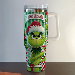 Vaso térmico navideño <span class=keywords><strong>Grinch</strong></span> de 40 oz con asa para coche, para helados, transfronterizo - Product Image 1
