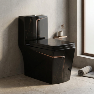 WC monobloc en céramique diamantée à double chasse, à poser au sol, pour projets d'appartements, fabriqué en Inde - Product Image 5