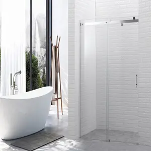 Portes de douche coulissantes en aluminium, série moderne de luxe, cadre en verre pour salle de bains