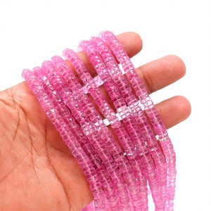 Cuentas facetadas de topacio rosa AAA tipo Heishi de 6 mm a 7 mm, cuentas de piedras preciosas de topacio natural para la fabricación de joyas, hilo de 16 pulgadas al por mayor - Product Image 1