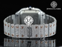 Reloj Iced Out de Oro Rosa, Excelente Calidad, Lujoso con Acabado Elegante para Fiesta, Reloj Mecánico de Metal con Diamantes ETA Unisex Redondo