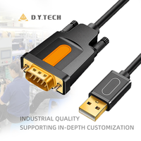 Kabel Konverter Serial USB ke RS232 Custom Pabrik dengan Chip FTDI/PL2303/CH340, Konektor DB9 Male untuk Mesin Kasir dan Modem