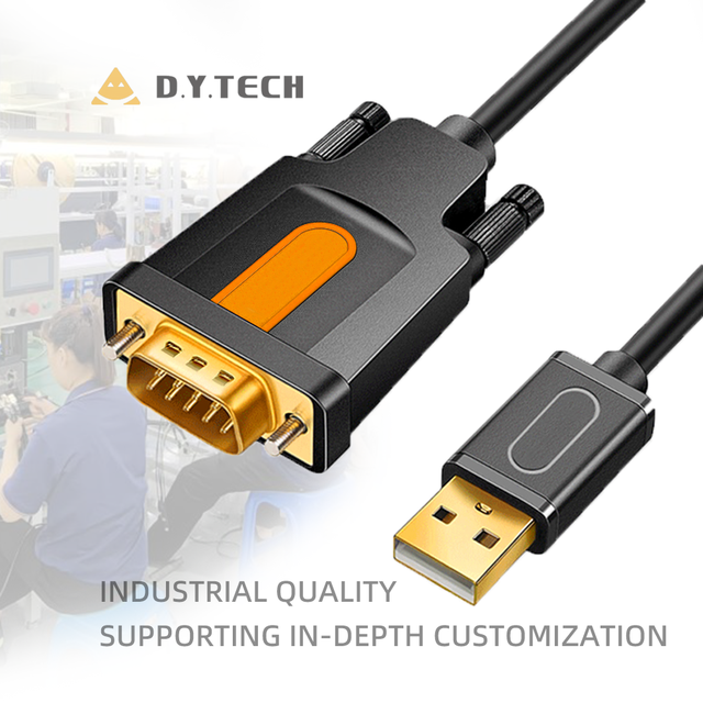 Factory Custom USB to RS232 Serial AdapterFTDI/PL2303/CH340 Chip Serial DB9 Male Converter Cable for Cashier Register Modem
