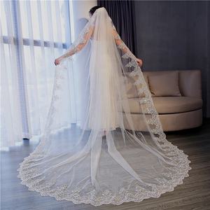 Haute qualité dernière longue Tulle mariage <span class=keywords><strong>voile</strong></span> de mariée dentelle dame <span class=keywords><strong>voile</strong></span> de mariage - Product Image 3