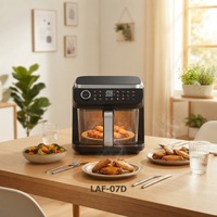 Friteuse à air 5,5 L avec fenêtre en verre visible, contrôle numérique par écran tactile, cuisson sans huile pour poulet, frites, légumes et viande