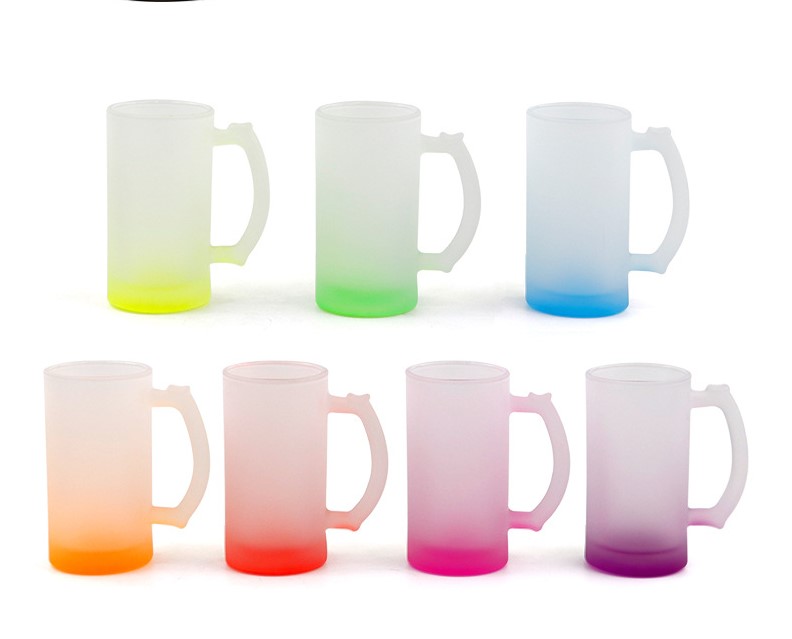 glass mug frosted mini beer mug with handle 350ml 500ml drink glass matte colored beer glass tumbler