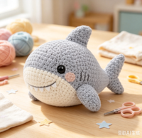 Kit de crochet personnalisé pour débutants : Amigurumi Requin avec tutoriel vidéo étape par étape, crochet inclus
