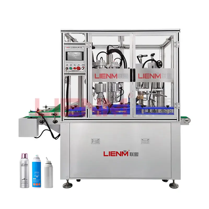 LIENM 2 kepala semprotan rambut Aerosol dapat mengisi mesin penyegar udara deodoran otomatis Gas Aerosol mesin pengisi