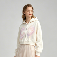 Sweats à capuche imprimés pour femmes, OEM ODM, sur mesure, à fermeture éclair, coupe courte, manches longues, décontractés, tendance