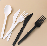 Couverts jetables biodégradables compostables en CPLA emballés individuellement pour les fêtes - comprend des fourchettes et des cuillères