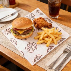 Papier sulfurisé alimentaire pour hamburgers, personnalisable avec logo, pour sandwichs, cuisson et emballage de poulet rôti - Product Image 1