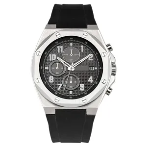 Factory custom stainless steel watch waterproof watch chronograph men watches high quality silicone strap timepiece