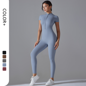 Set Fitness <span class=keywords><strong>palestra</strong></span> un pezzo di <span class=keywords><strong>abbigliamento</strong></span> Yoga traspirante cerniera anteriore tuta <span class=keywords><strong>da</strong></span> donna un pezzo - Product Image 1